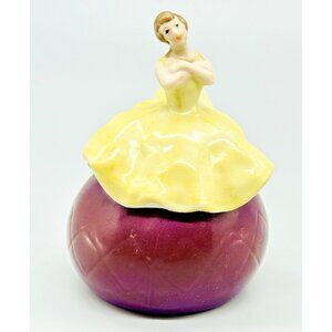 Art Deco Flapper Half Dresser Doll Trinket Powder Box 3.5 inch Hinged Antique